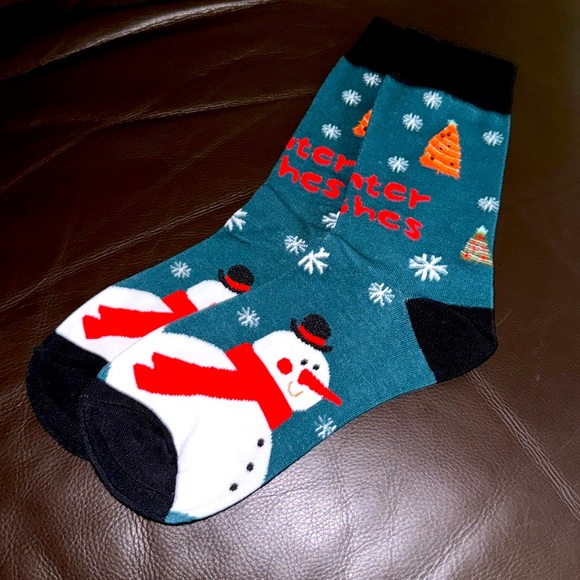 Christmas Socks - Unisex Crew Socks Featuring Smowman, NEW - Picture 7 of 7